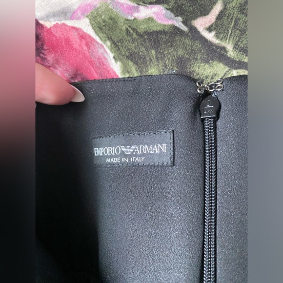 Emporio Armani Draped Metallic Striped Strapless Dress - Picture 9 of 15